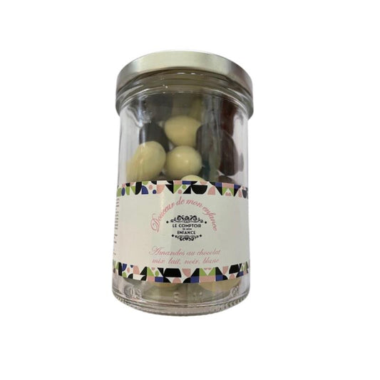 Amandes au chocolat mix blanc, lait, noir