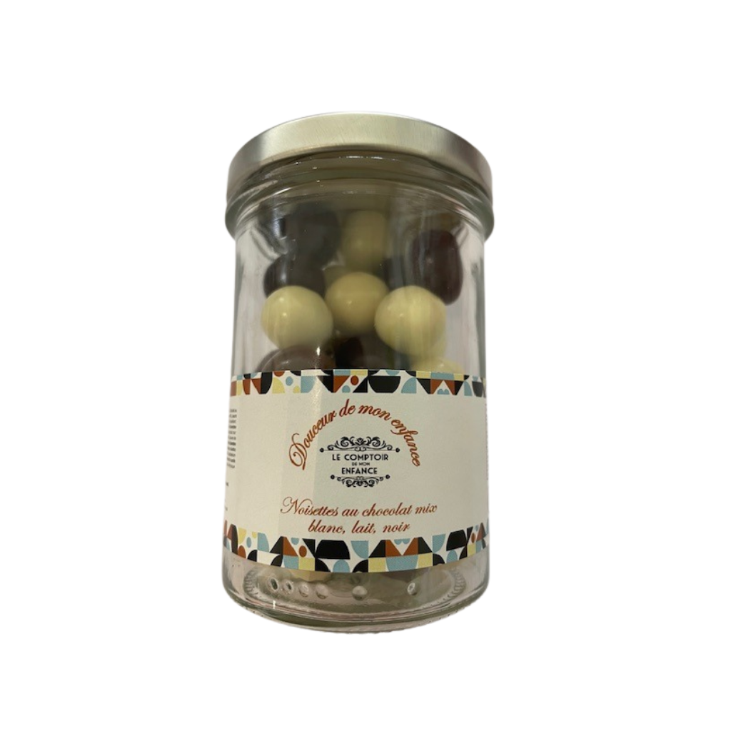 Noisettes au chocolat mix blanc, lait, noir