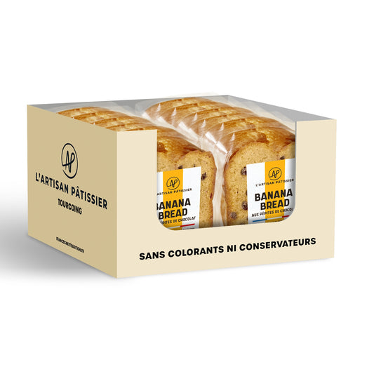 Carton de 12 Tranches de Cake Banana Bread aux Pépites de Chocolat